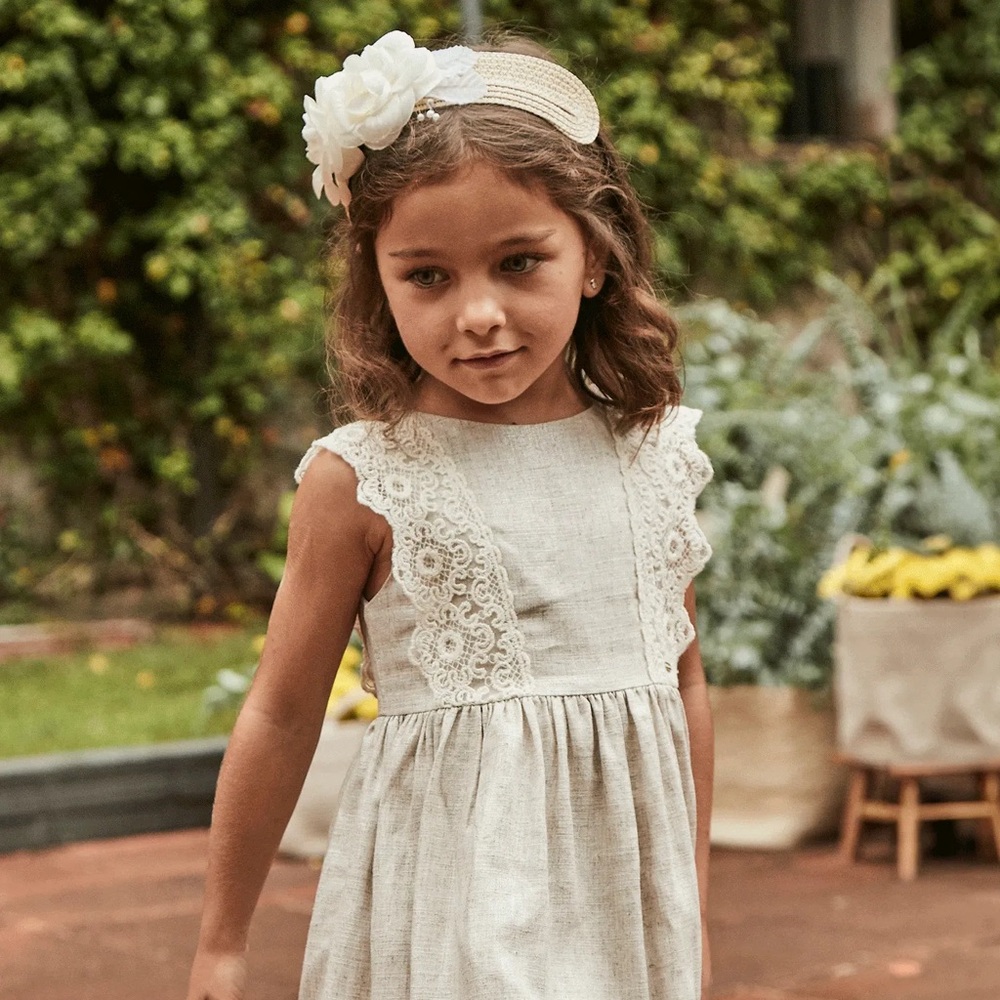 Mayoral Linen Ornamental Sleeveless Dress